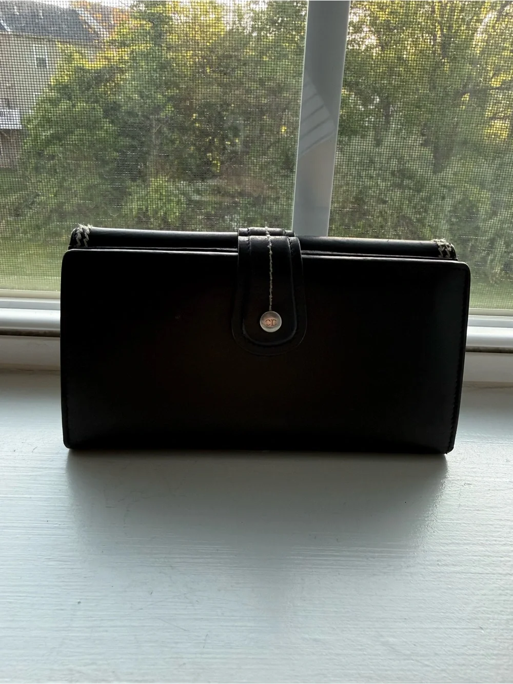 Black Wallet Clutch with Silver 'D' Charm